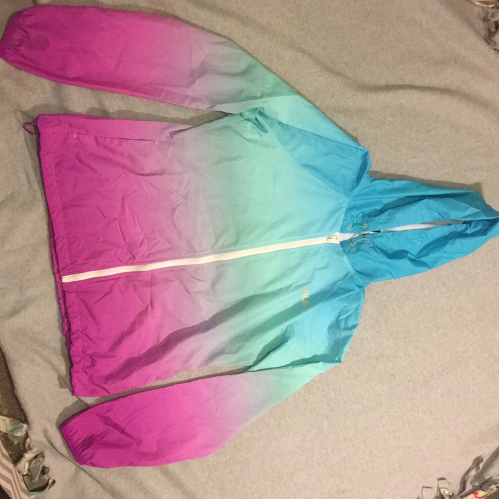 A Fila colorful windbreaker with a hood